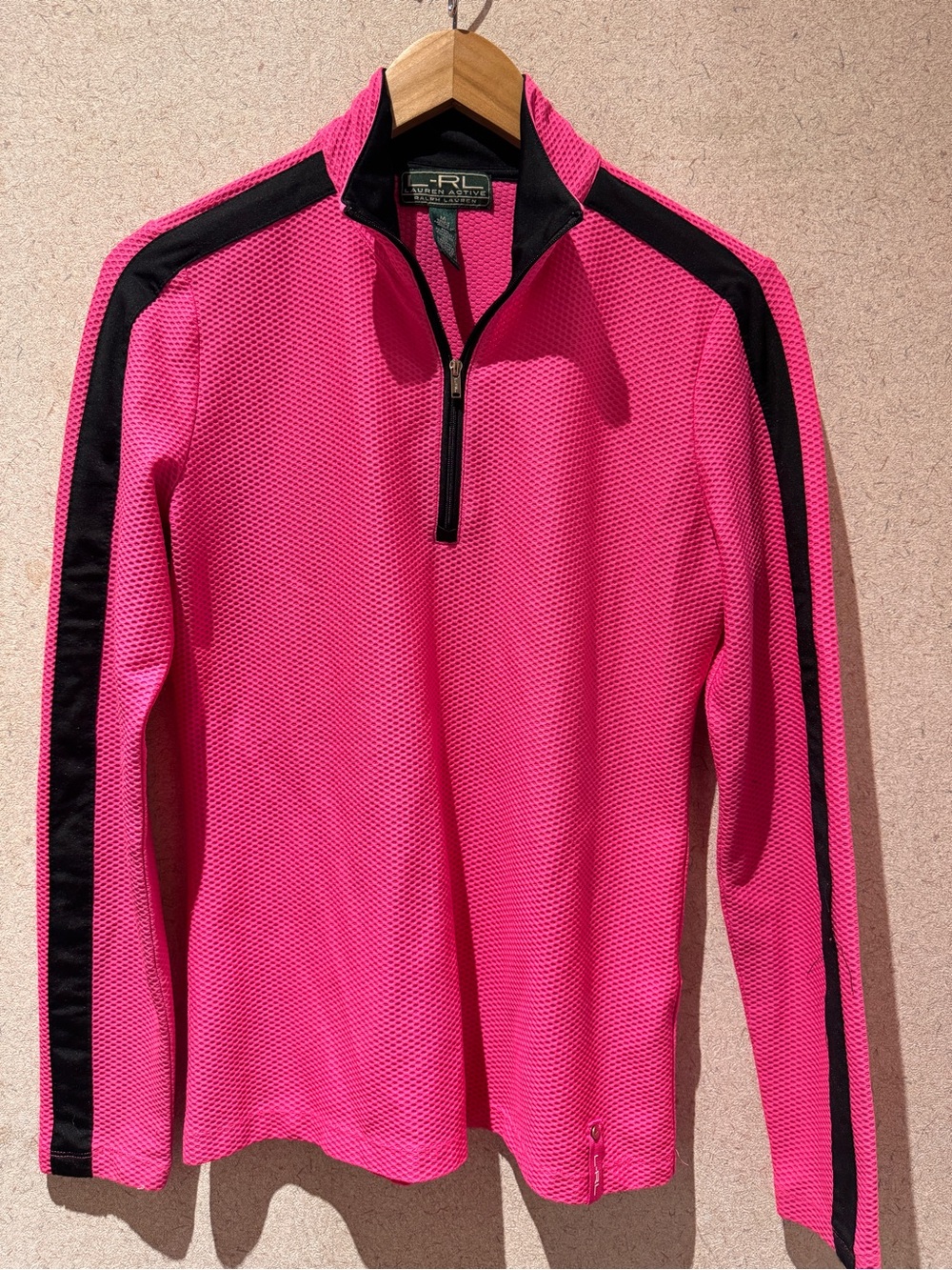 Ralph Lauren Hot Pink and Black Performance Half-Zip Pullover